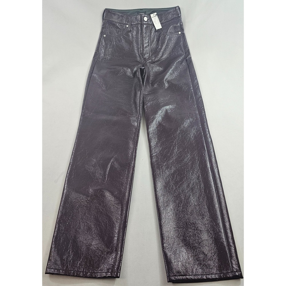 Express Pants Womens sz 0 R modern straight super high rise purple pockets zip